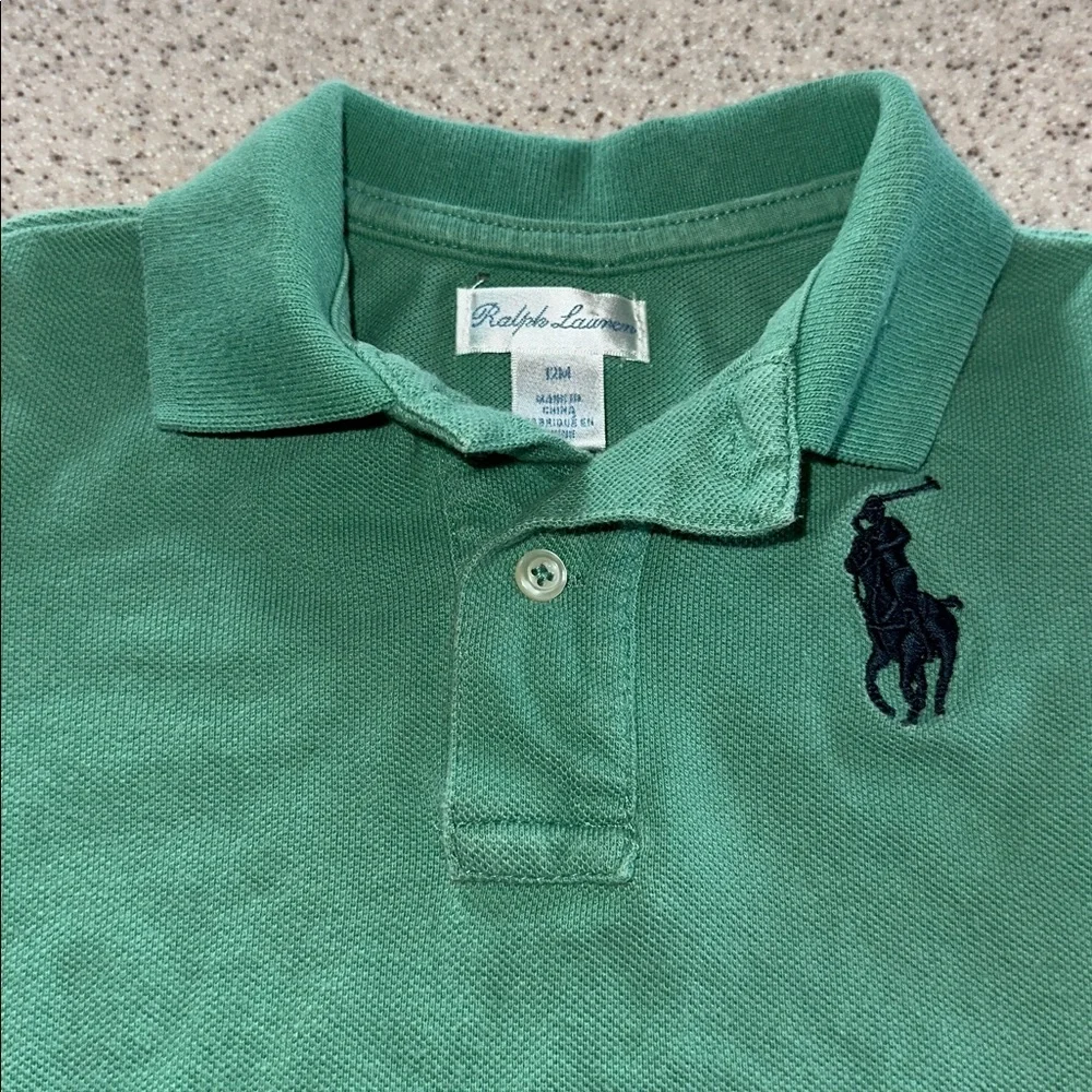 Ralph Lauren Polo player embroidery Green 100% Cotton Collared Shirt 12 months
